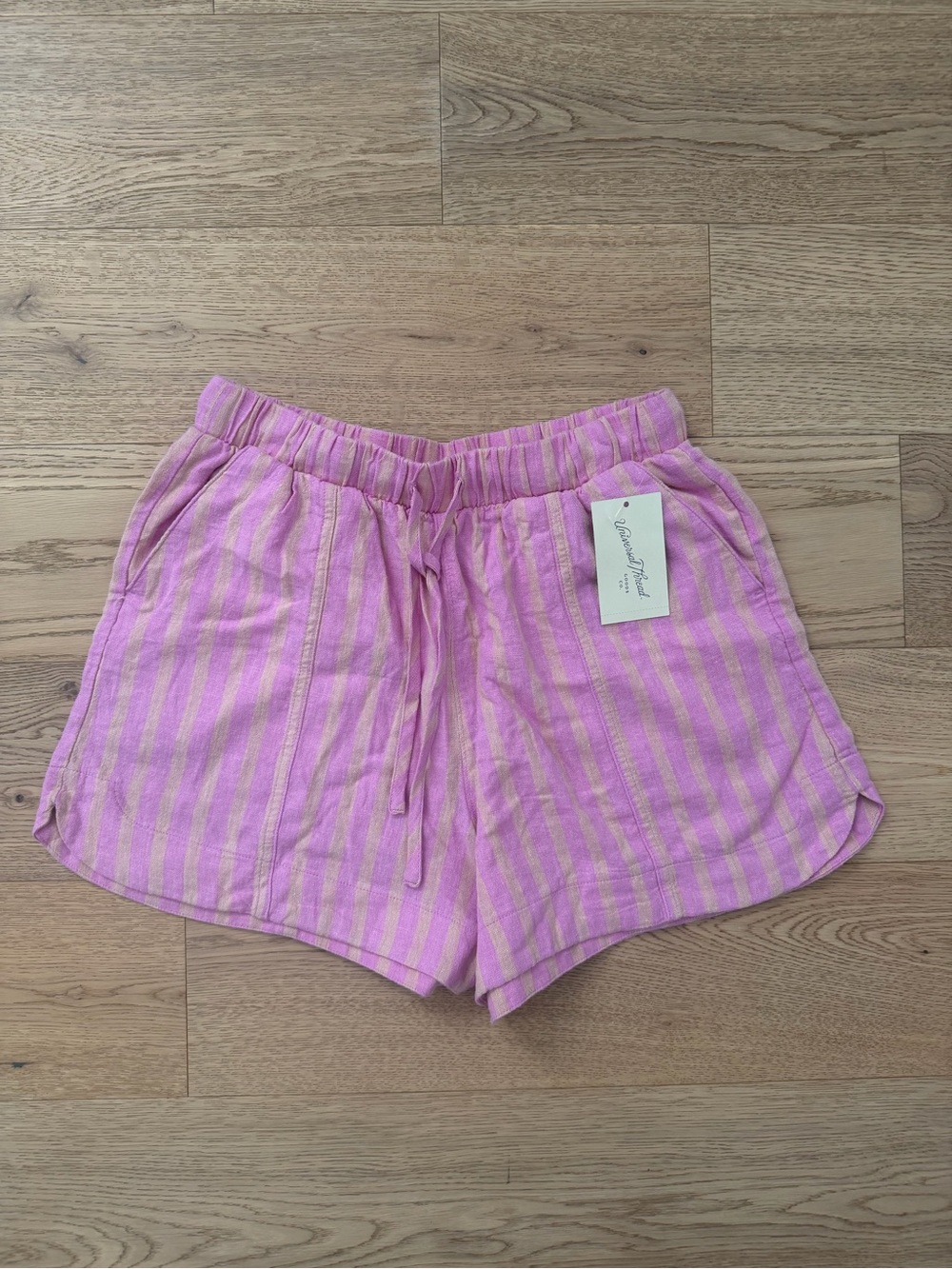 Target Pink & Cream Striped High-Waist Drawstring Shorts